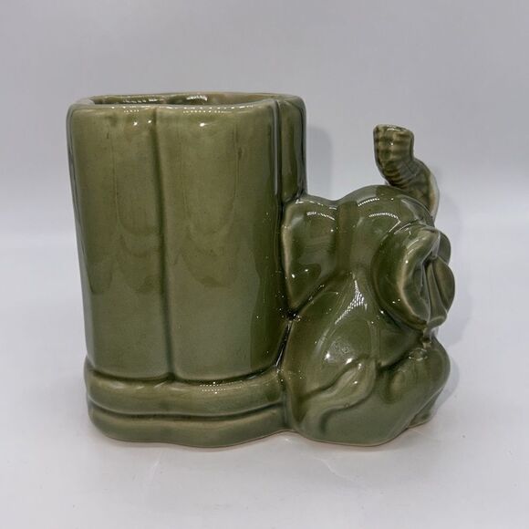 VTG Majolica Lucky Bamboo Elephant Planter - Picture 3 of 8